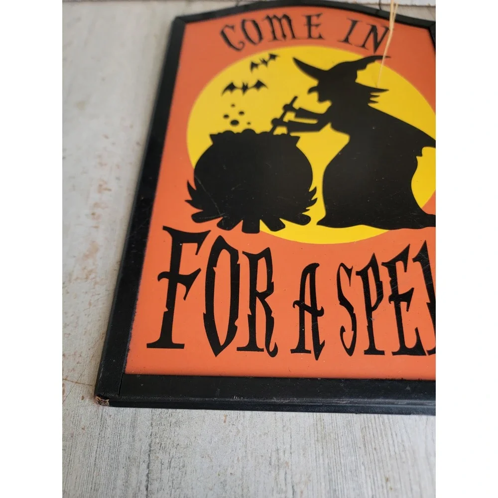Halloween come in for a spell witch sign unique wall home decor cauldron